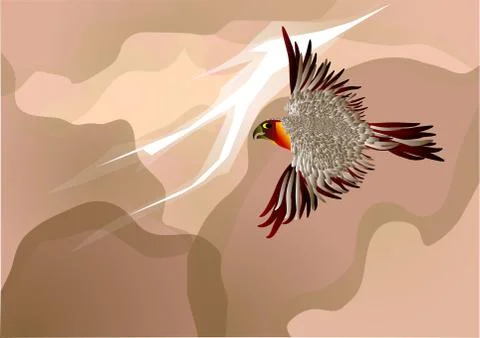 Bird in the storm clouds Stock Illustration