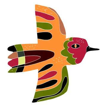 Bird Stylized folk art element naive style Vector isolated clipart element 스톡 일러스트