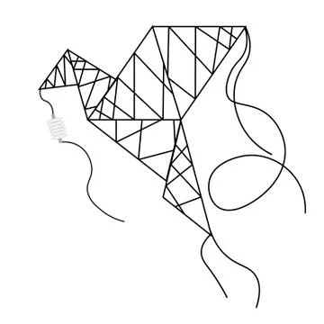 Bird stylized as a power line torn wires Illustrazione stock