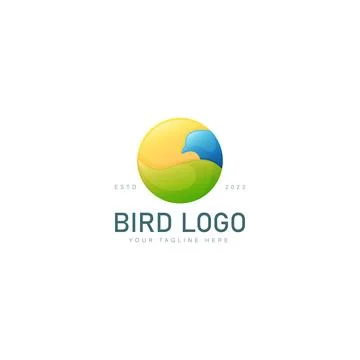 Bird with sun gradient logo design icon illustration Stock Illustration