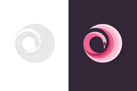 Bird Swan in Circle vector Logo Stock Illustration