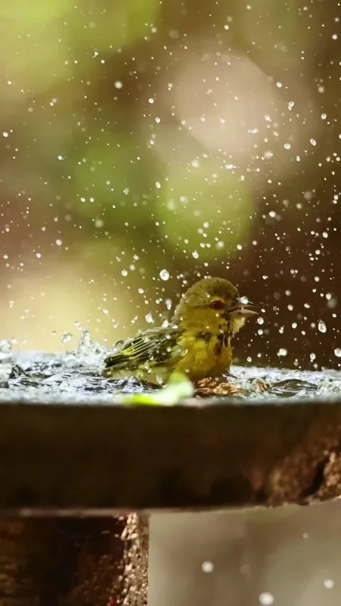 Bird taking bath Stock Footage 277977348