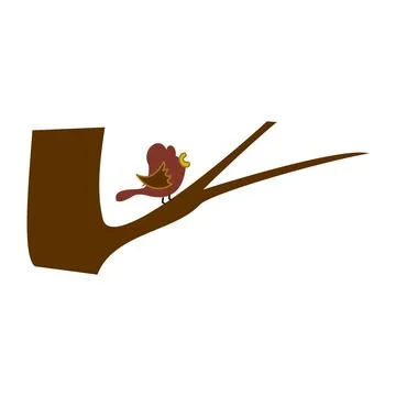 Bird on tree branch icon. Bird illustration in cartoon style. Cute and unique Stock Illustration