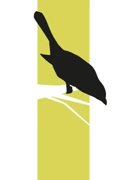 Bird on the tree illustration vector simple illustration. Silhouettes of the  Stock Illustration