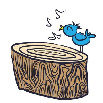 Bird on a tree log Stock Illustration