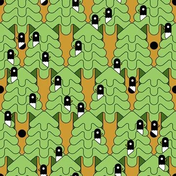 Bird on tree pattern seamless. Ornament of kids fabric. Bird habitat backgrou Illustrazione stock