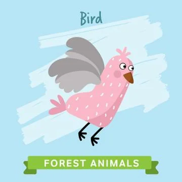 Bird Vector, forest animals. Stock Illustration