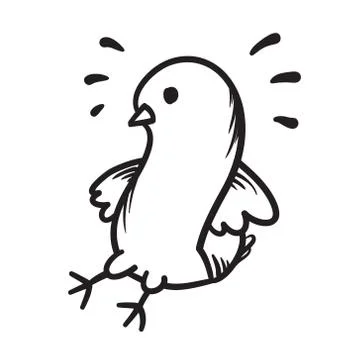 Bird vector hand drawn illustration black lines on white.. Stock Illustration