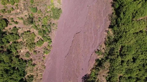 Bird view from above of the former lava line in Bali Stock Footage 255872499