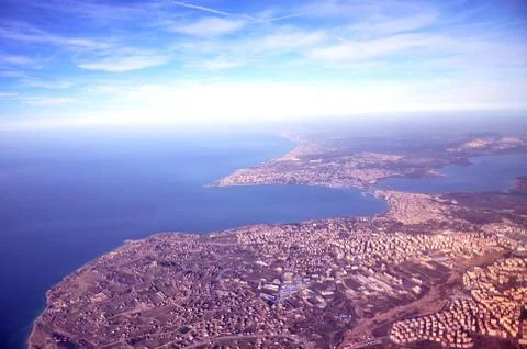 Bird view from airplane Stock Photos