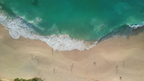 Bird view beach at klingking beach at nusa penida island aerial 4K Stockbeeldmateriaal 255813091