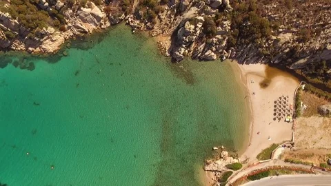 Bird view on the beautiful beach in La Maddalena island. Stock Footage 82397989
