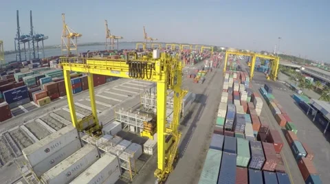 Bird View Of Cargo Port Stock Footage 64271674