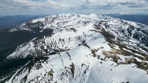 A bird view of Chornohora range from the air - Pozhyzhevska, Kizly, Shpyci,.. Stock Footage 242811708