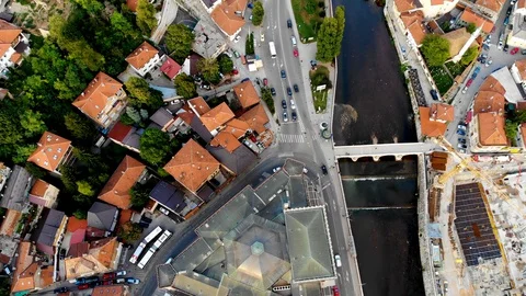 Bird view drone shoot of Sarajevo Bascarsija the old core of the city Stock Footage 129287379