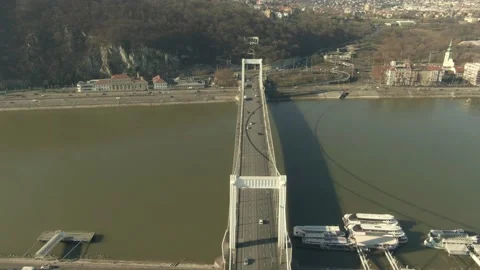Bird view of Elisabeth bridge, Budapest Hungary Stock Footage 166959686