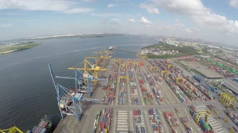 Bird View Of Industrial Port Stock Footage 64271672