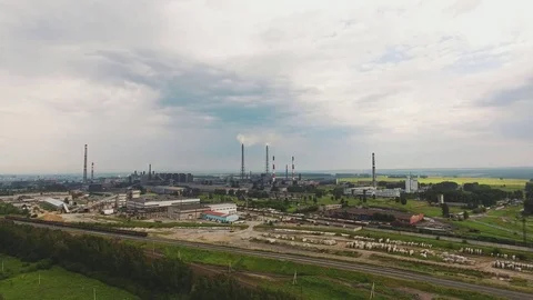 Bird view of large logistics center in industrial city zone from above Stock Footage 80731201