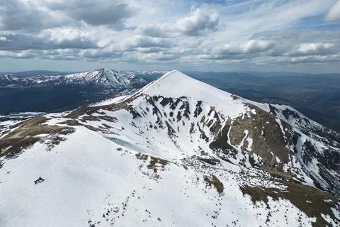 A bird view of mountains Hoverla and Petros on a background, Carpathian mou.. Stock Photos
