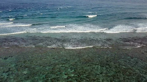 Bird view of the ocean wave on the reef in Maldives Stock-Footage 114494881