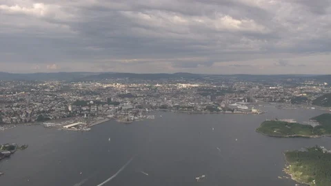 Bird view of Oslo aerial Stock Footage 87685336