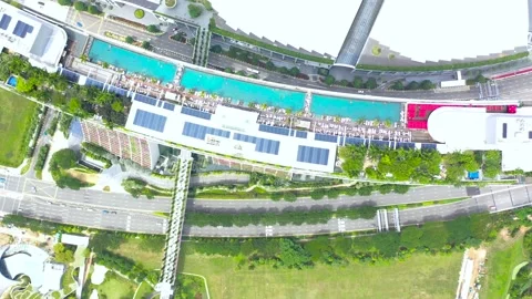 Bird View Of Rooftop Marina Bay Sands in singapore 스톡 동영상 139728560