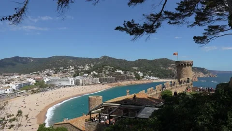Bird view of Tossa de Mar Stock Footage 194353396