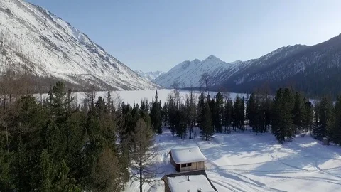 Bird view winter Altai Stock Footage 75157358