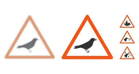 Bird Warning Halftone and Solid Icon Stock Illustration