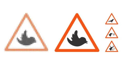 Bird Warning Halftone and Solid Icon Stock Illustration