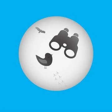 Bird watching button Stock Illustration