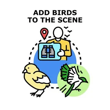 Bird watching hobby with binoculars concept Stock Illustration