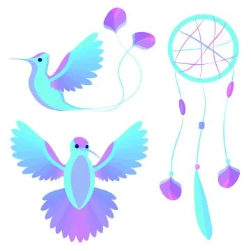 Bird wings decorative elements Stock Illustration