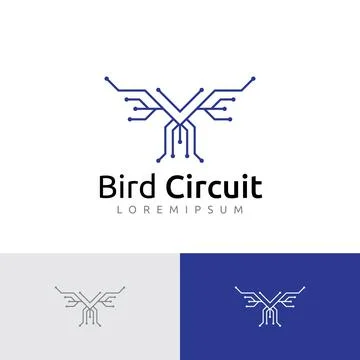 Bird Wings Eagle Circuit Electronic Technology Logo Template Stock Illustration
