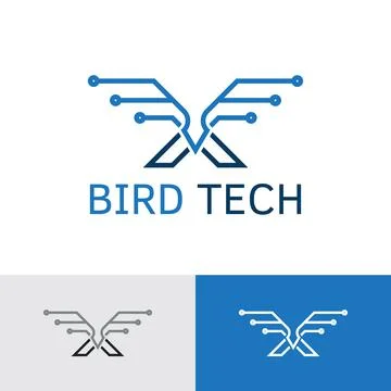 Bird Wings Eagle Circuit Electronic Technology Logo Template Stock Illustration