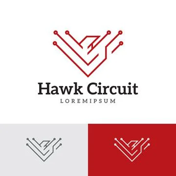 Bird Wings Eagle Circuit Electronic Technology Logo Template Stock Illustration