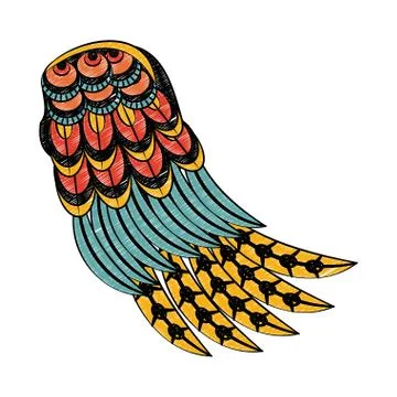 Bird wings isolated scribble Illustrazione stock