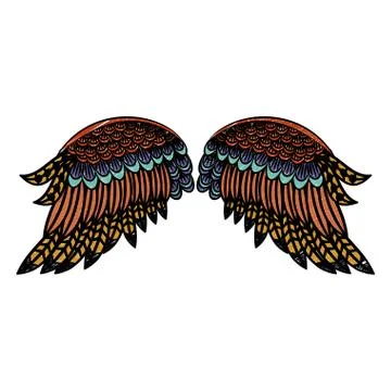 Bird wings isolated scribble Illustrazione stock