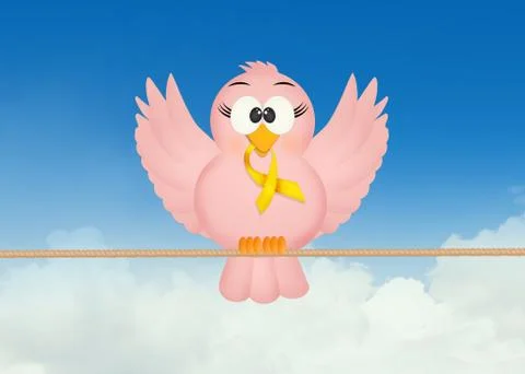 Bird with yellow ribbon Stock Illustration