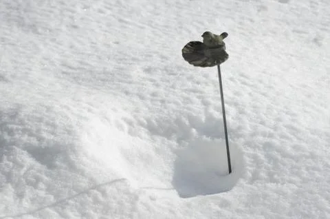 Birdbath in snow Stock Photos