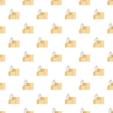 Birdcage and moving boxes seamless background pattern 库存插图