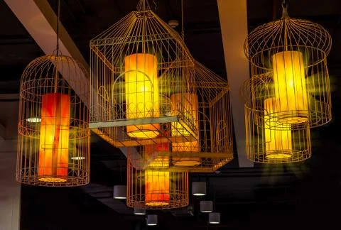 Birdcage hanging lamp Stock Photos