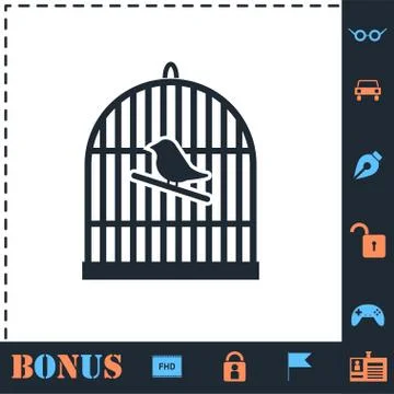 Birdcage icon flat Stock Illustration