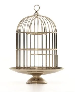 Birdcage isolated on white background. 3D illustration Stock Illustration