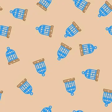 Birdcage pet home vector seamless pattern Stock Illustration