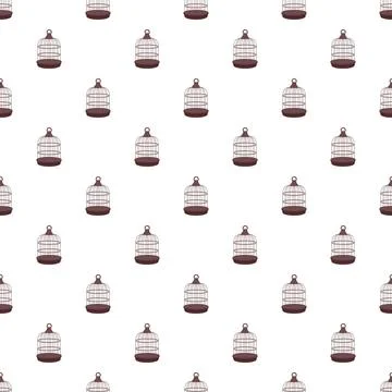 Birdcage seamless pattern representing animal confinement and freedom Stock Illustration