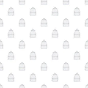 Birdcages repeating pattern creating confinement background design Stock Illustration