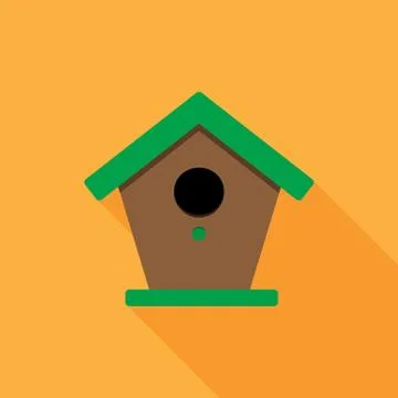 Birdhouse flat vector illustration with long shadow Stock Illustration