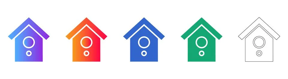 Birdhouse Icon Set Stock Illustration