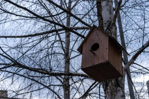 Birdhouse mounted on a tree Stock Photos